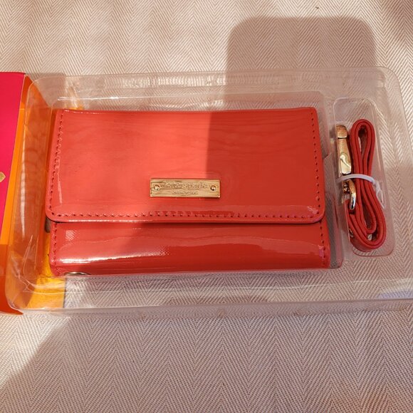 BNWT KATE SPADE La Pavillion Wristlet (OS) patent leather brilliant red orange - Picture 1 of 6